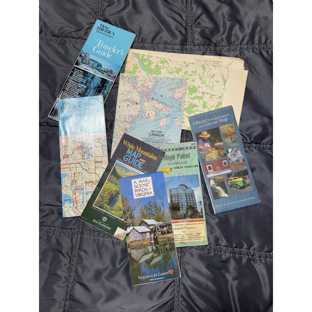 Vintage Map Lot National Geographic Reader's Digest Virginia NC Canada Ephemera